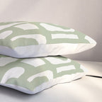 Mid Century Modern Loop Abstract Pattern in Sage Green and Off White Pillow Sham Gallery Image 3