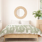 Mid Century Modern Loop Abstract Pattern in Sage Green and Off White Duvet Cover Gallery Image 3
