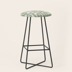 Mid Century Modern Loop Abstract Pattern in Sage Green and Off White Stool Gallery Image 1