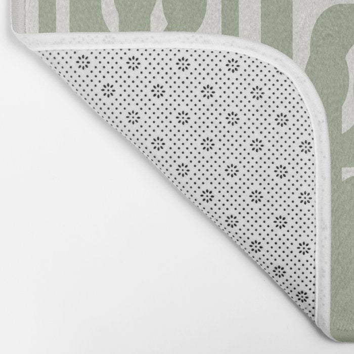 Mid Century Modern Loop Abstract Pattern in Sage Green and Off White Bath Mat Gallery Image 2