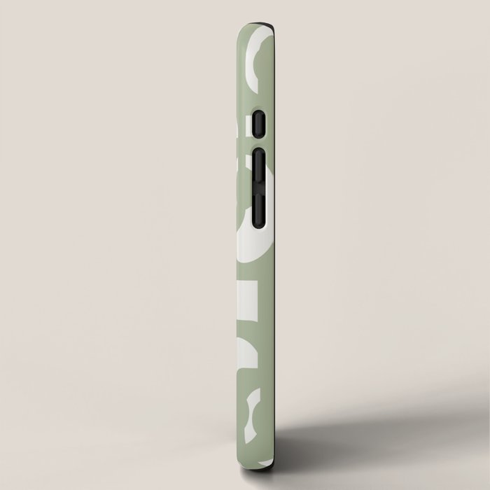 Mid Century Modern Loop Abstract Pattern in Sage Green and Off White iPhone Case Gallery Image 2