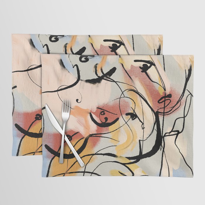 Abstract Female Figure Line Art Placemat Gallery Image 1