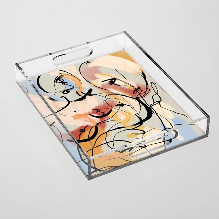 Abstract Female Figure Line Art Acrylic Tray Gallery Image 1