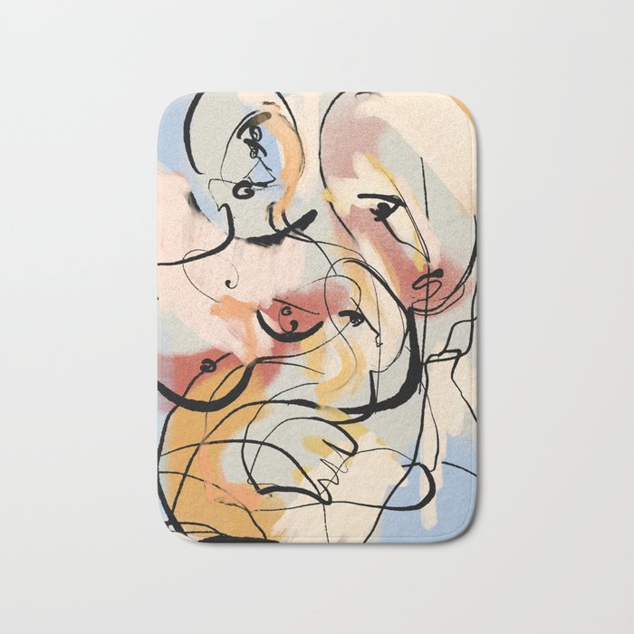 Abstract Female Figure Line Art Bath Mat Gallery Image 1