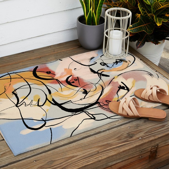 Abstract Female Figure Line Art Outdoor Rug Gallery Image 2