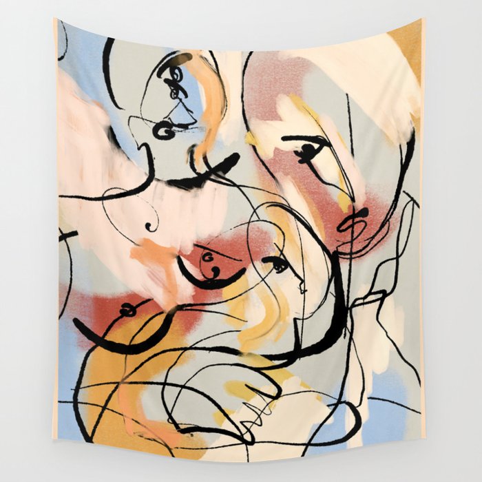 Abstract Female Figure Line Art Wall Tapestry Gallery Image 4