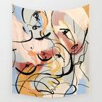 Abstract Female Figure Line Art Wall Tapestry Gallery Image 4