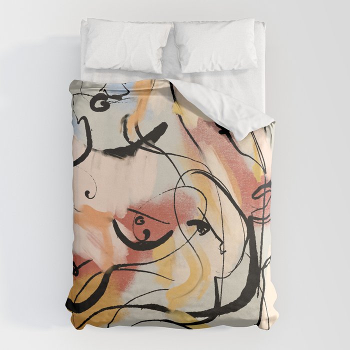 Abstract Female Figure Line Art Duvet Cover Gallery Image 6