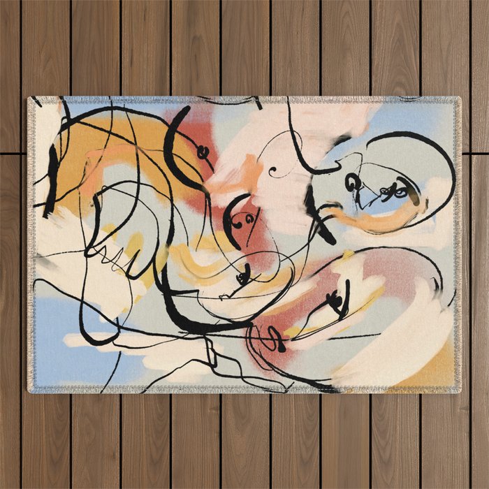 Abstract Female Figure Line Art Outdoor Rug Gallery Image 1