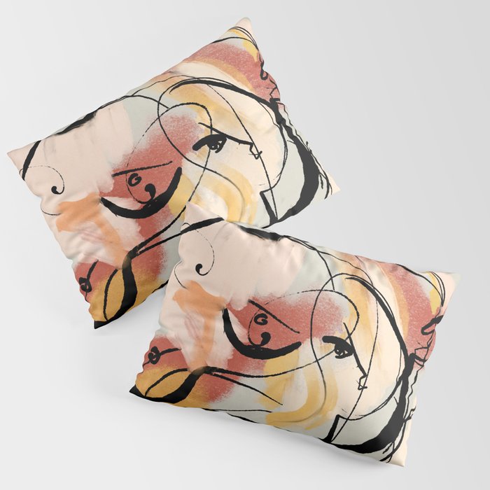 Abstract Female Figure Line Art Pillow Sham Gallery Image 3