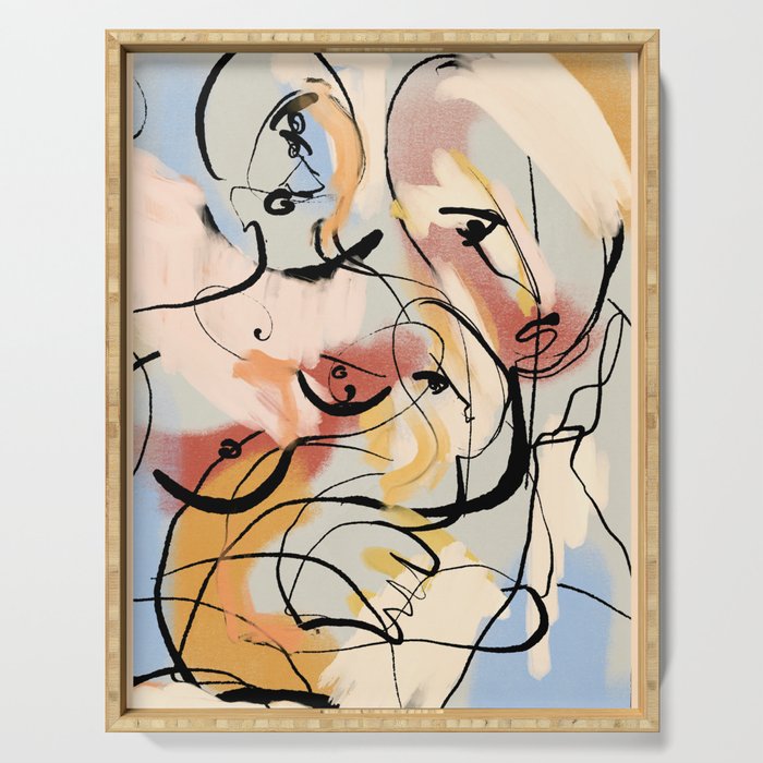Abstract Female Figure Line Art Serving Tray Gallery Image 1