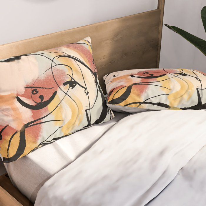 Abstract Female Figure Line Art Pillow Sham Gallery Image 2