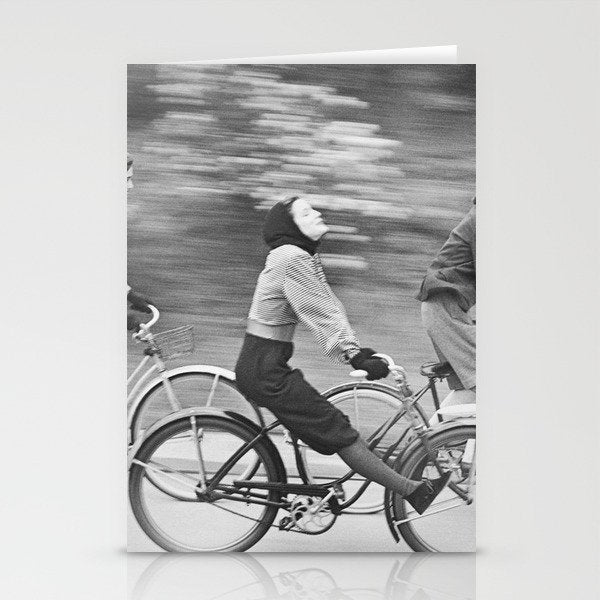 Women Riding Bicycles black and white photography / black and white photographs Stationery Card Gallery Image 2