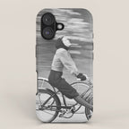 Women Riding Bicycles black and white photography / black and white photographs iPhone Case Gallery Image 1