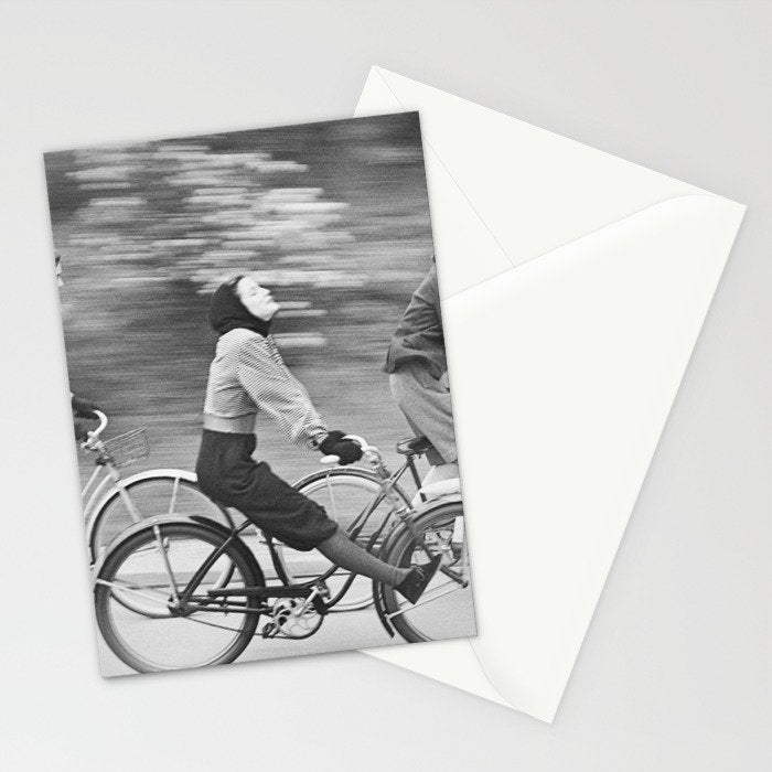 Women Riding Bicycles black and white photography / black and white photographs Stationery Card Gallery Image 2