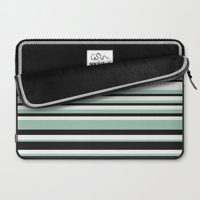 Classic Stripes XII - Mint, Black and White Laptop Sleeve Gallery Image 2