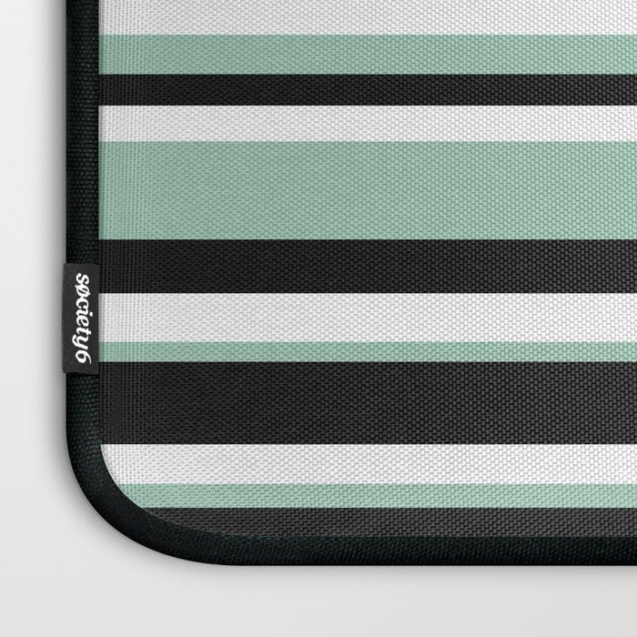 Classic Stripes XII - Mint, Black and White Laptop Sleeve Gallery Image 3