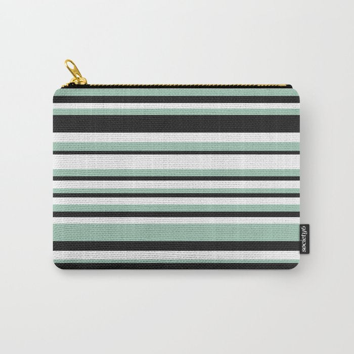 Classic Stripes XII - Mint, Black and White Carry All Pouch Gallery Image 1