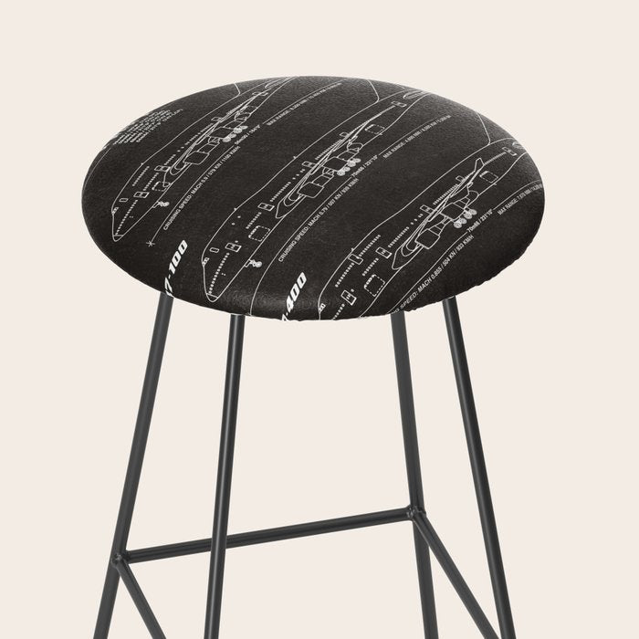 Boeing 747 Family Blueprint in High Resolution (black) Stool Gallery Image 2