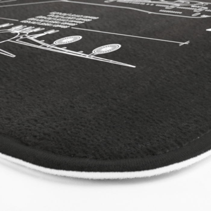 Boeing 747 Family Blueprint in High Resolution (black) Bath Mat Gallery Image 3