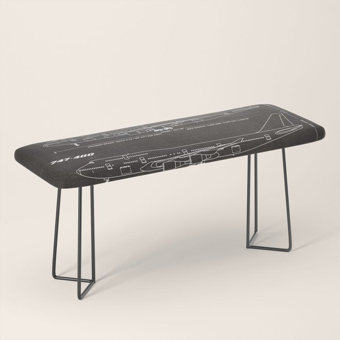 Boeing 747 Family Blueprint in High Resolution (black) Bench Gallery Image 1
