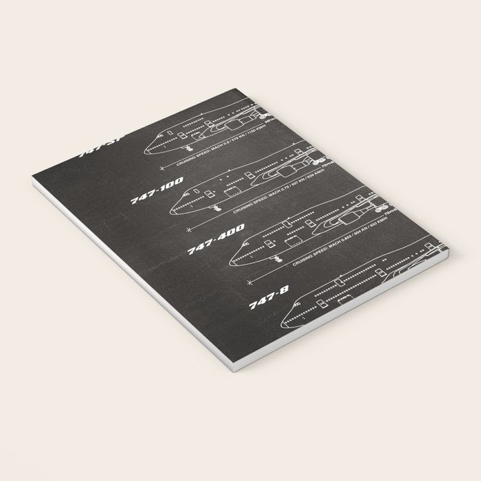 Boeing 747 Family Blueprint in High Resolution (black) Notebook Gallery Image 3