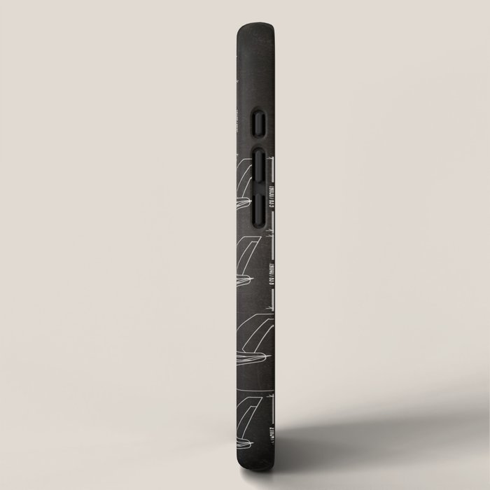 Boeing 747 Family Blueprint in High Resolution (black) iPhone Case Gallery Image 2