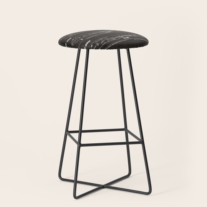 Boeing 747 Family Blueprint in High Resolution (black) Stool Gallery Image 1