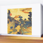 Ancient Path to Kunisada - Nature Ukiyo Landscape in Yellow, Gold, Green, Red and Orange Wall Mural Gallery Image 2