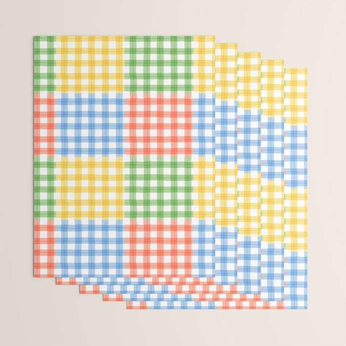 Colorful square gingham grid patchwork print Wrapping Paper Gallery Image 3