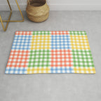 Colorful square gingham grid patchwork print Rug Gallery Image 1