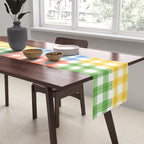 Colorful square gingham grid patchwork print Table Runner Gallery Image 2