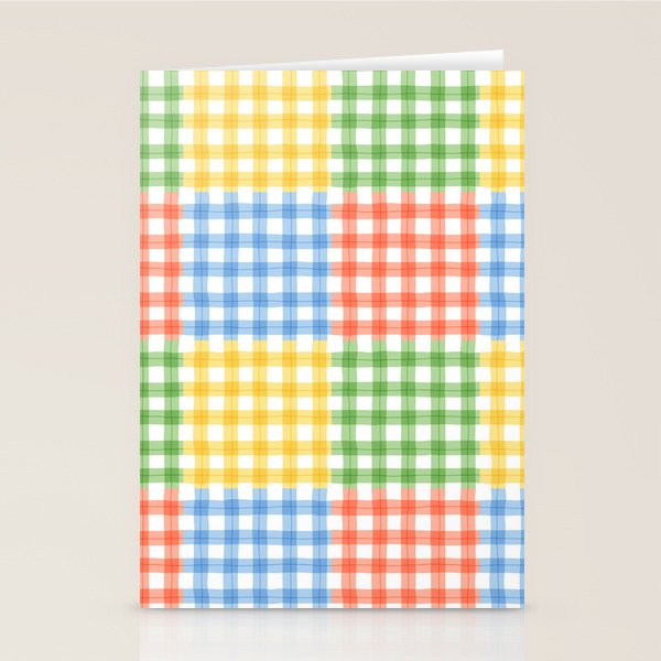 Colorful square gingham grid patchwork print Stationery Card Gallery Image 2