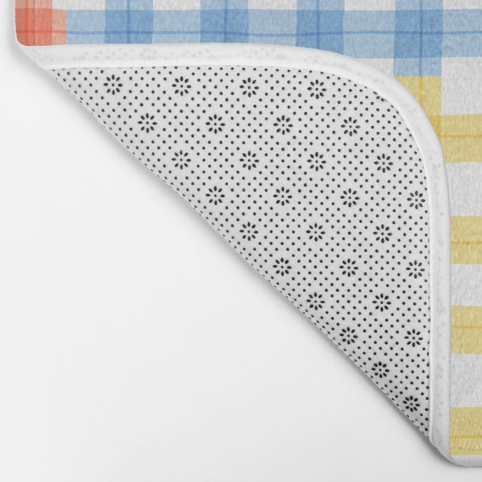Colorful square gingham grid patchwork print Bath Mat Gallery Image 2