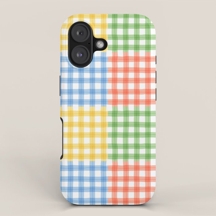 Colorful square gingham grid patchwork print iPhone Case Gallery Image 1