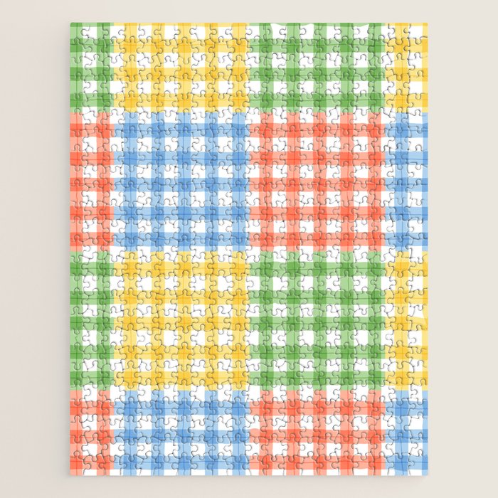 Colorful square gingham grid patchwork print Jigsaw Puzzle Gallery Image 1