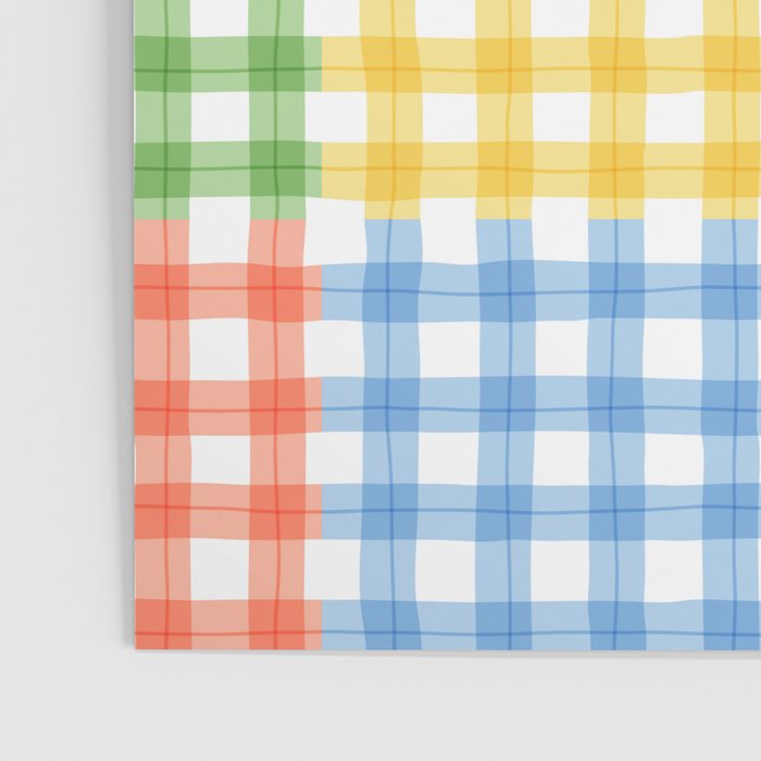 Colorful square gingham grid patchwork print Poster Gallery Image 3