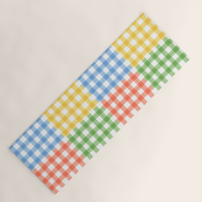 Colorful square gingham grid patchwork print Yoga Mat Gallery Image 1