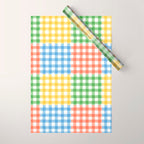 Colorful square gingham grid patchwork print Wrapping Paper Gallery Image 1