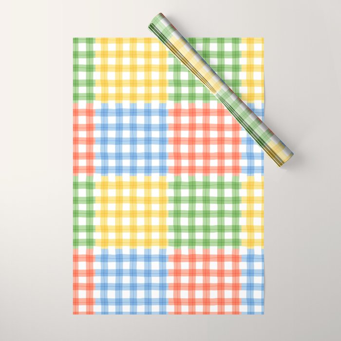 Colorful square gingham grid patchwork print Wrapping Paper Gallery Image 1