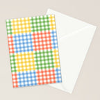 Colorful square gingham grid patchwork print Stationery Card Gallery Image 2