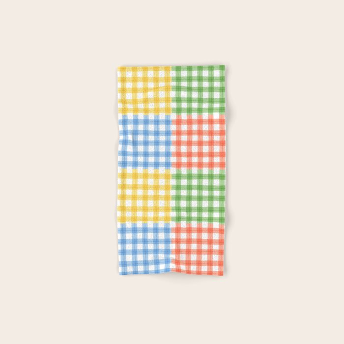Colorful square gingham grid patchwork print Bath Towel Gallery Image 1