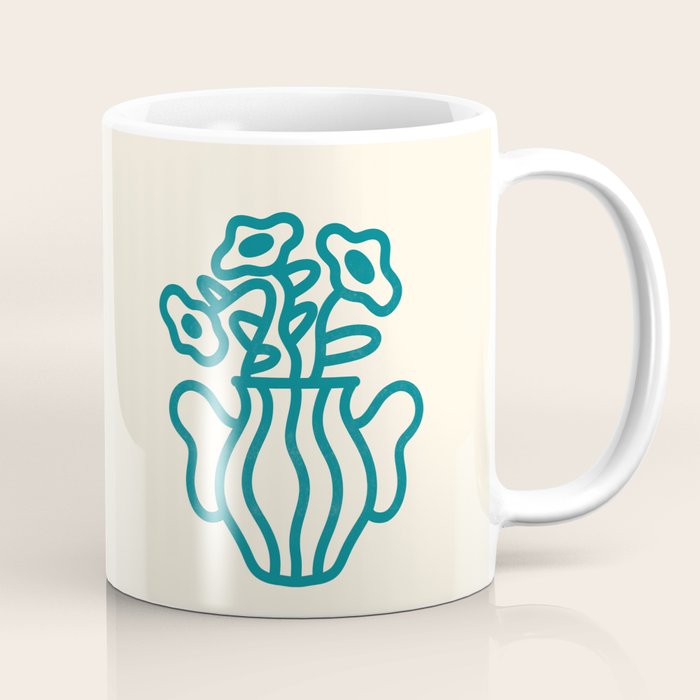 Abstract Minimalist Flowers in Blue Vase Coffee Mug Gallery Image 1