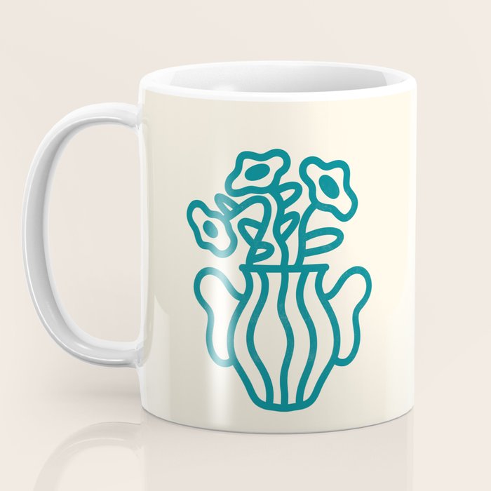 Abstract Minimalist Flowers in Blue Vase Coffee Mug Gallery Image 3