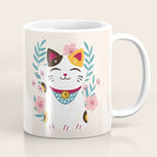 Japanese Lucky Cat with Cherry Blossoms Coffee Mug Gallery Image 1