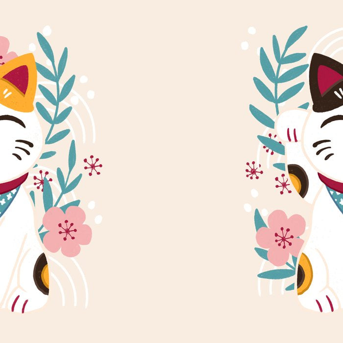 Japanese Lucky Cat with Cherry Blossoms Coffee Mug Gallery Image 2