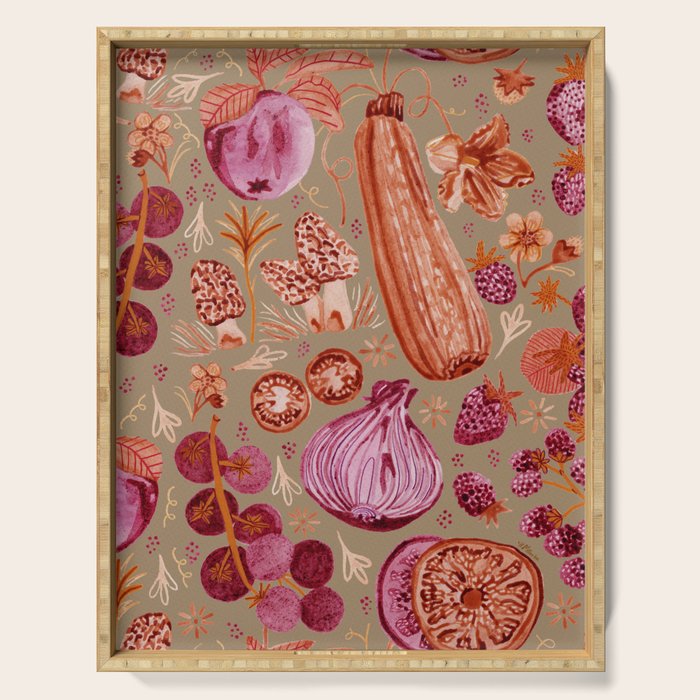 Garden Vegetables and Fresh Fruit in Mocha Mousse Serving Tray Gallery Image 1