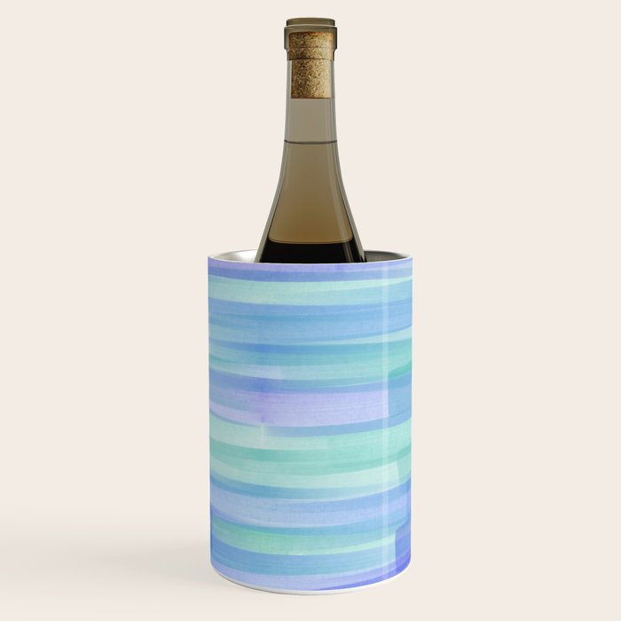 Abstract Watercolor Waves in Cool Blue Wine Chiller Gallery Image 2