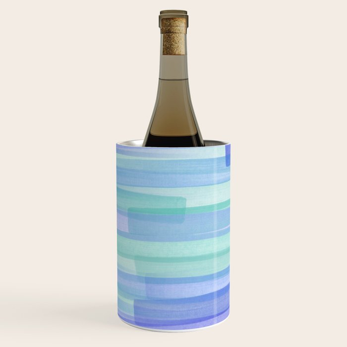 Abstract Watercolor Waves in Cool Blue Wine Chiller Gallery Image 1