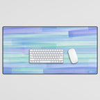 Abstract Watercolor Waves in Cool Blue Desk Mat Gallery Image 1